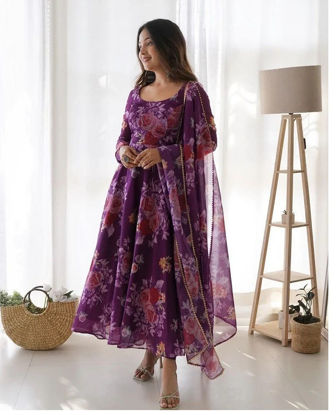 Picture of Attractive Georgette gown for women with dupatta
